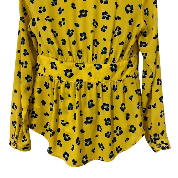 CAbi Sunny Limited Edition Yellow Leopard Print Tie Front Cardigan Style Top - S - Picture 5 of 7